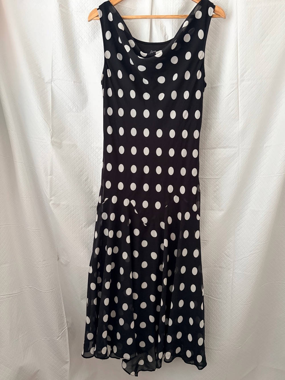 Nina Leonard Black & White Polka Dot Sleeveless A-Line Dress